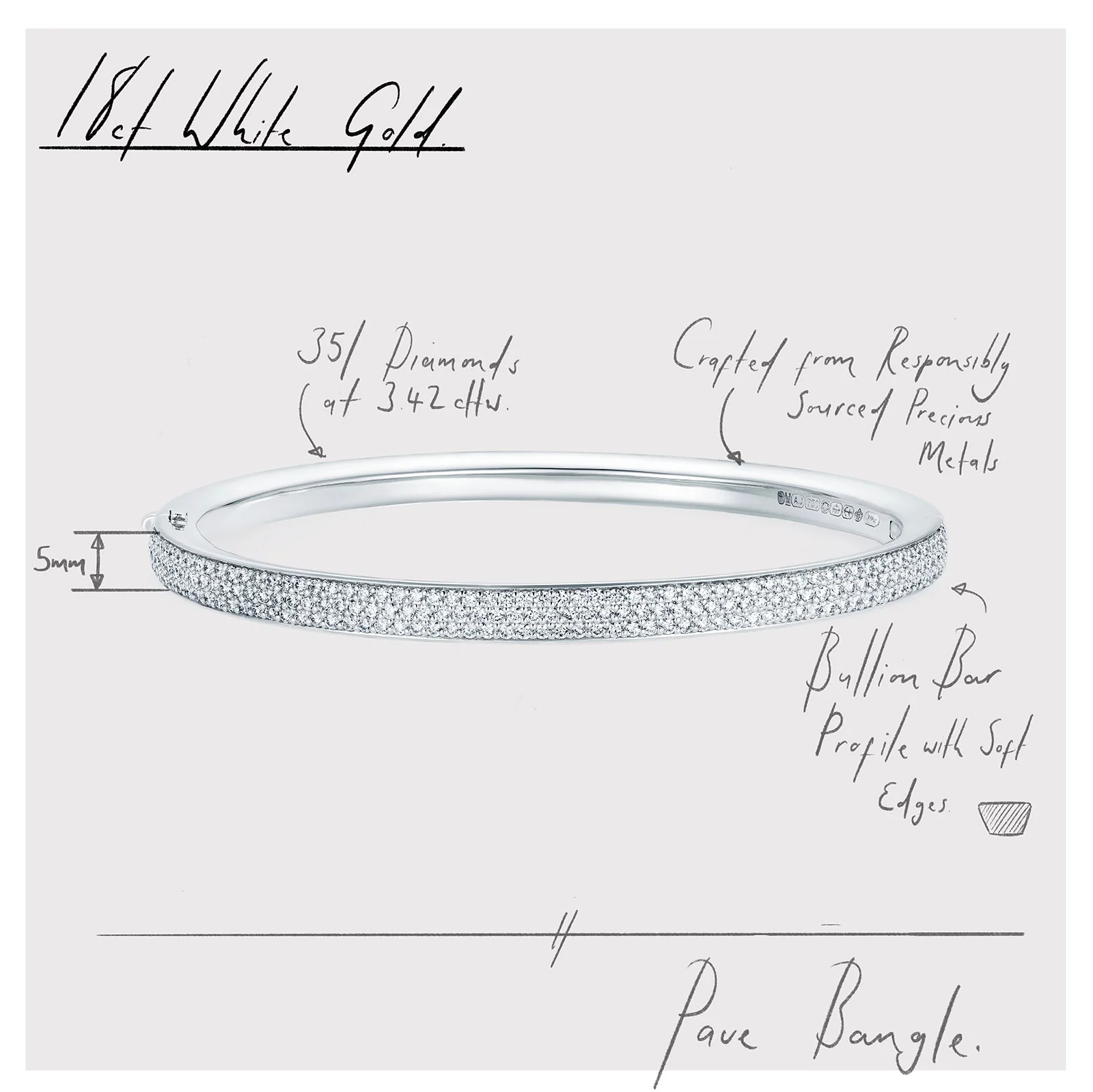886 Pavé Bangle in 18ct White Gold - Image 6