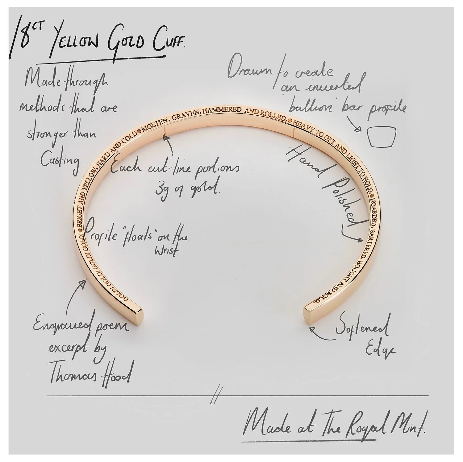 886 Poem Cuff in 18ct Yellow Gold - Image 3
