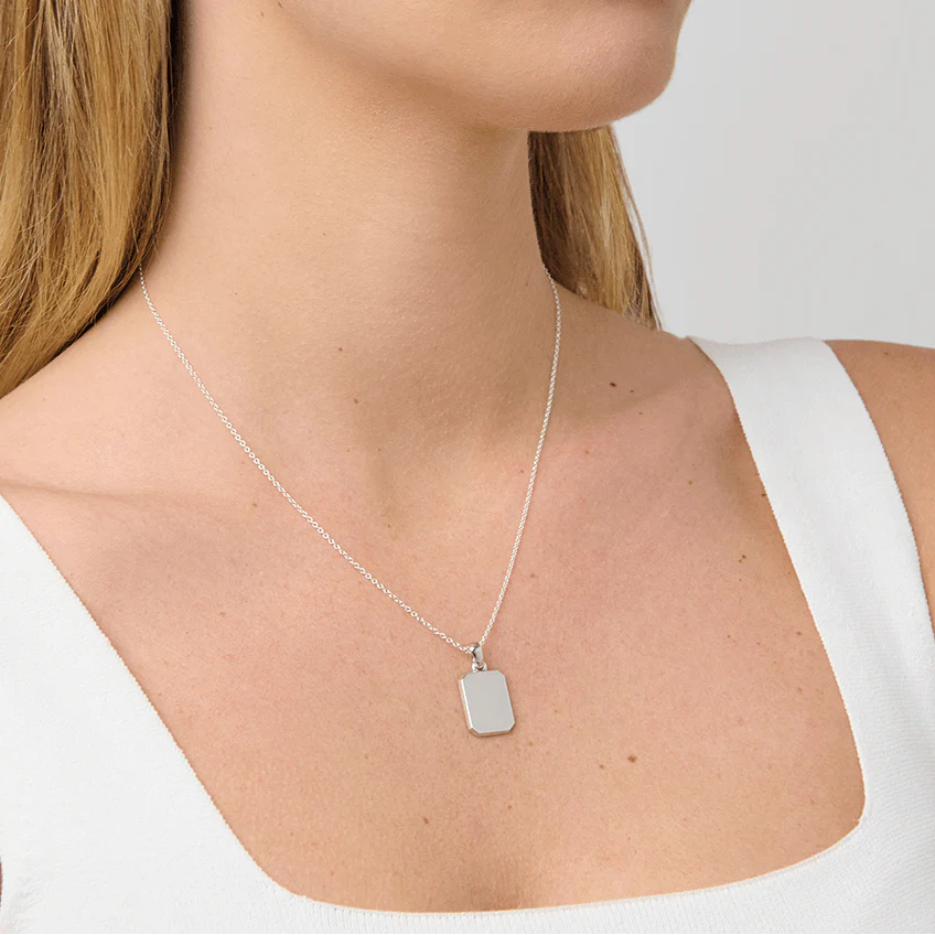 886 Rectangle Pendant With Chain Sterling Silver - Image 4