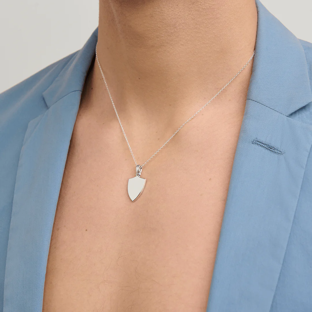 886 Shield Pendant With Chain Sterling Silver - Image 4