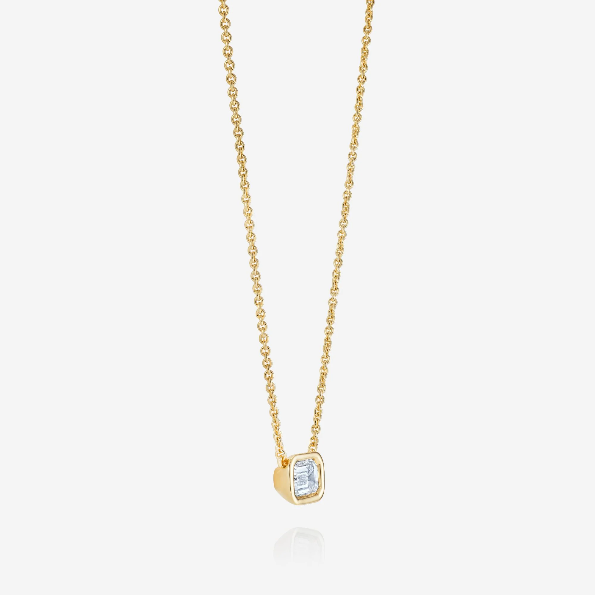 Frameset Emerald Cut Diamond Necklace, 18ct Yellow Gold - Image 2