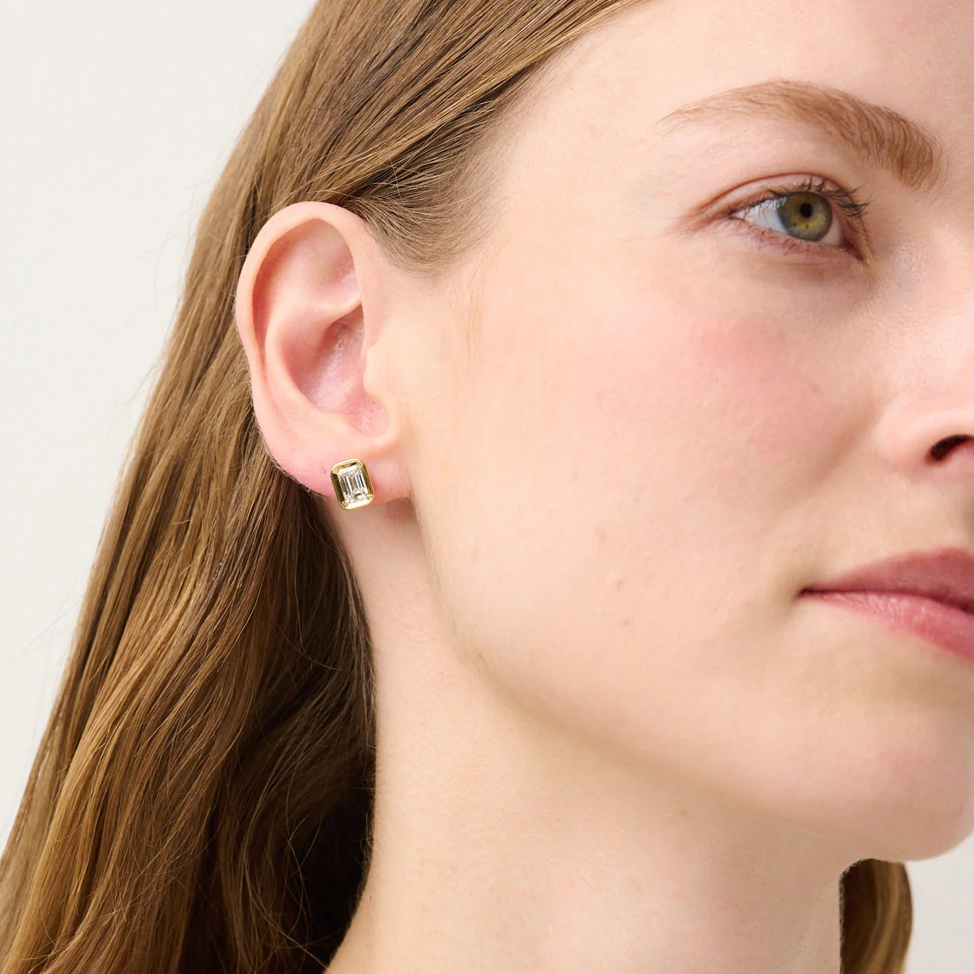 Frameset Emerald Cut Diamond Stud Earrings, 18ct Yellow Gold - Image 4