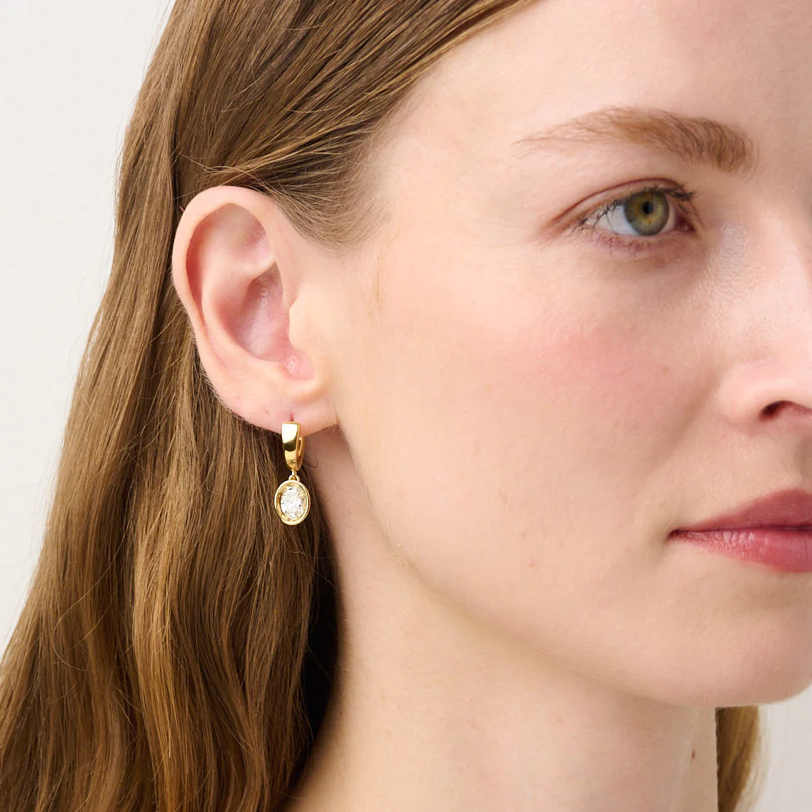 Frameset Oval Diamond Drop Earrings, 18ct Yellow Gold - Image 4