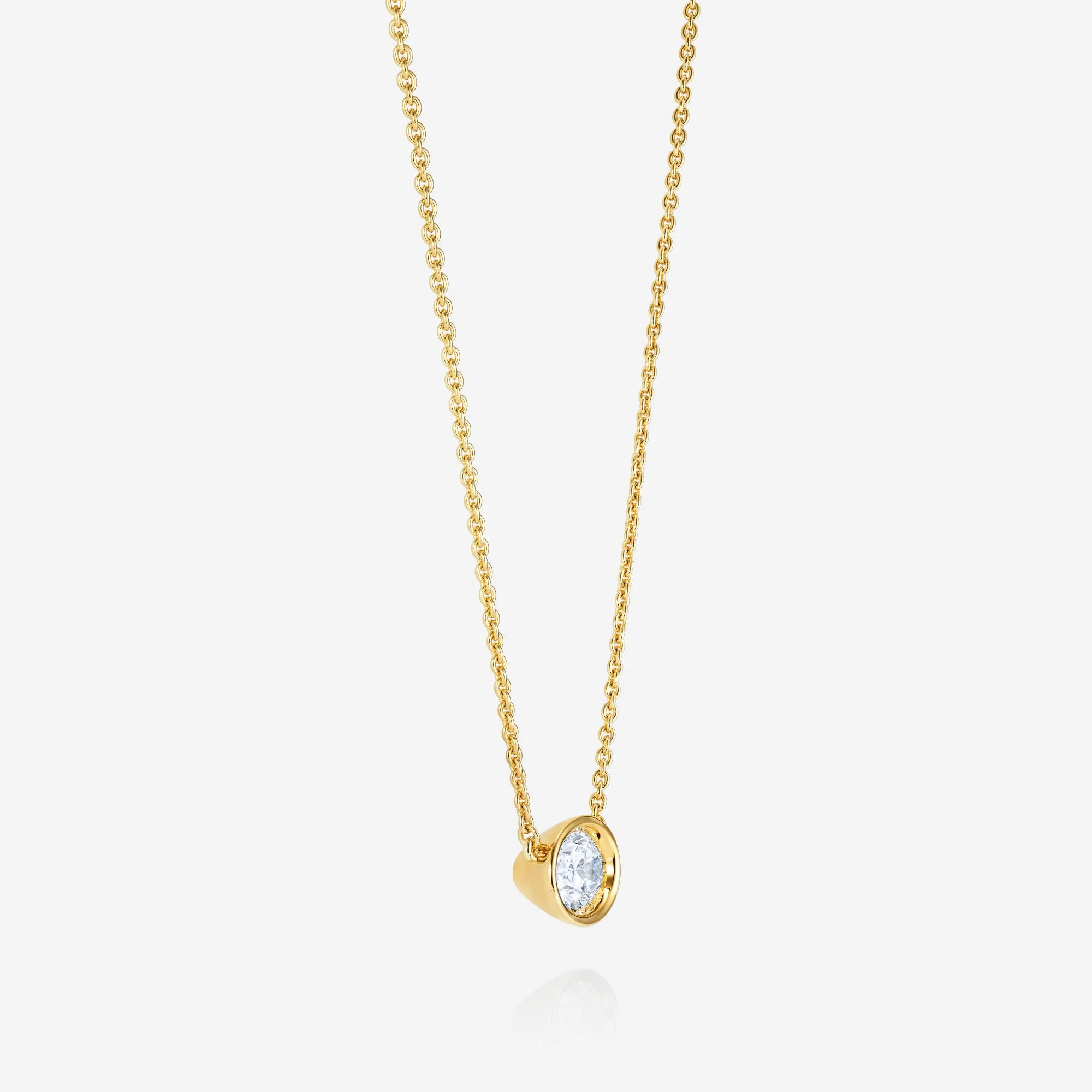 Frameset Oval Diamond Necklace, 18ct Yellow Gold - Image 2