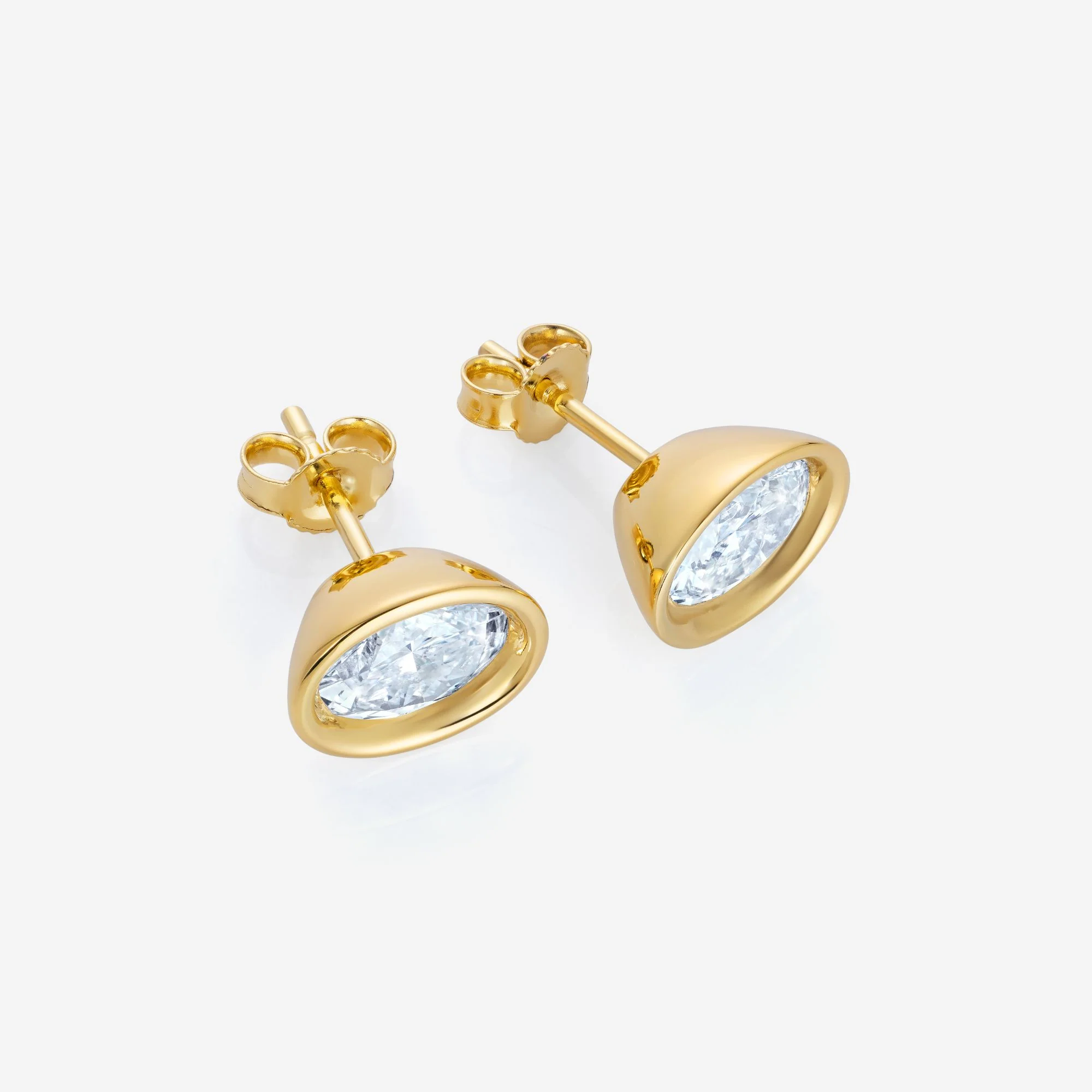 Frameset Oval Diamond Stud Earrings, 18ct Yellow Gold - Image 3