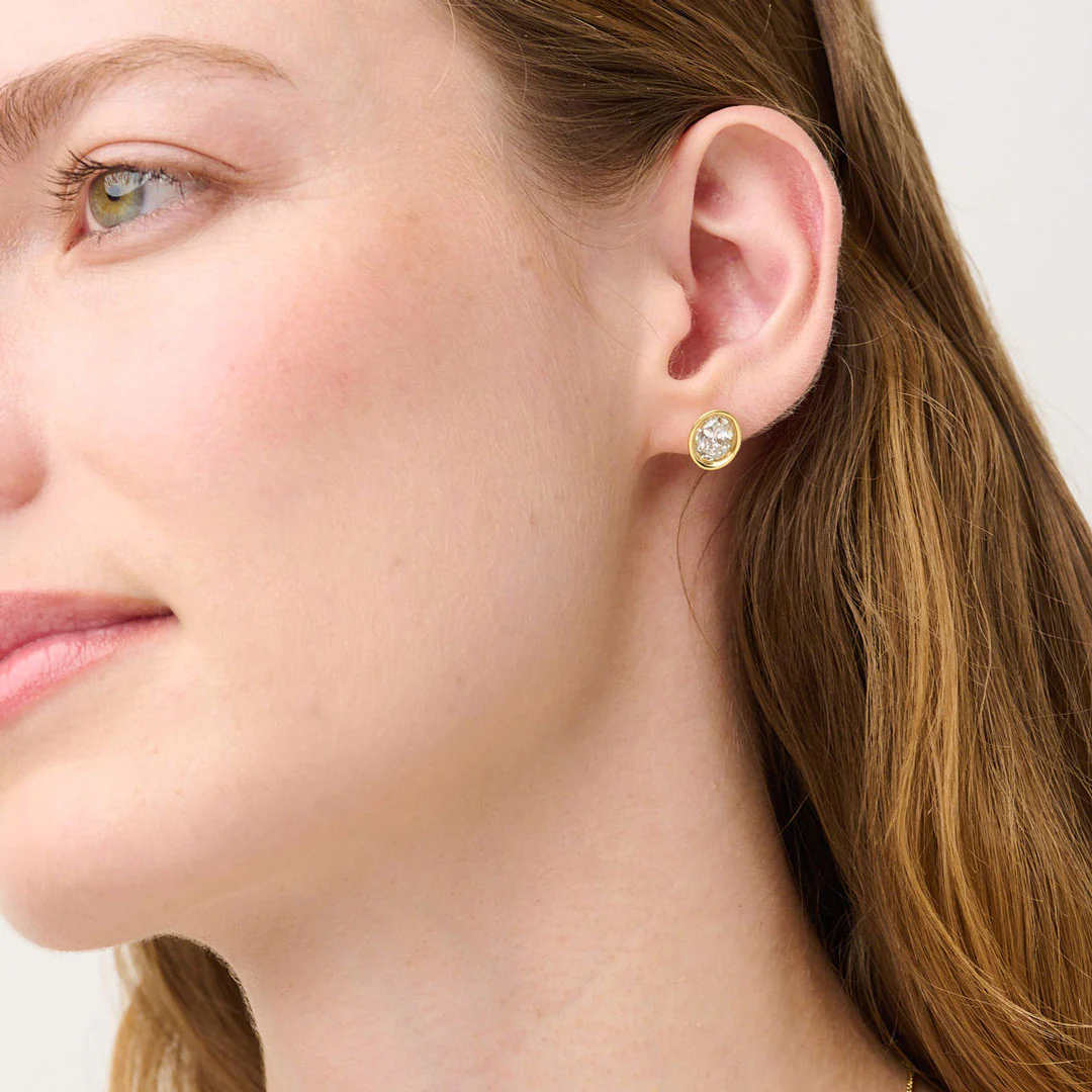 Frameset Oval Diamond Stud Earrings, 18ct Yellow Gold - Image 5