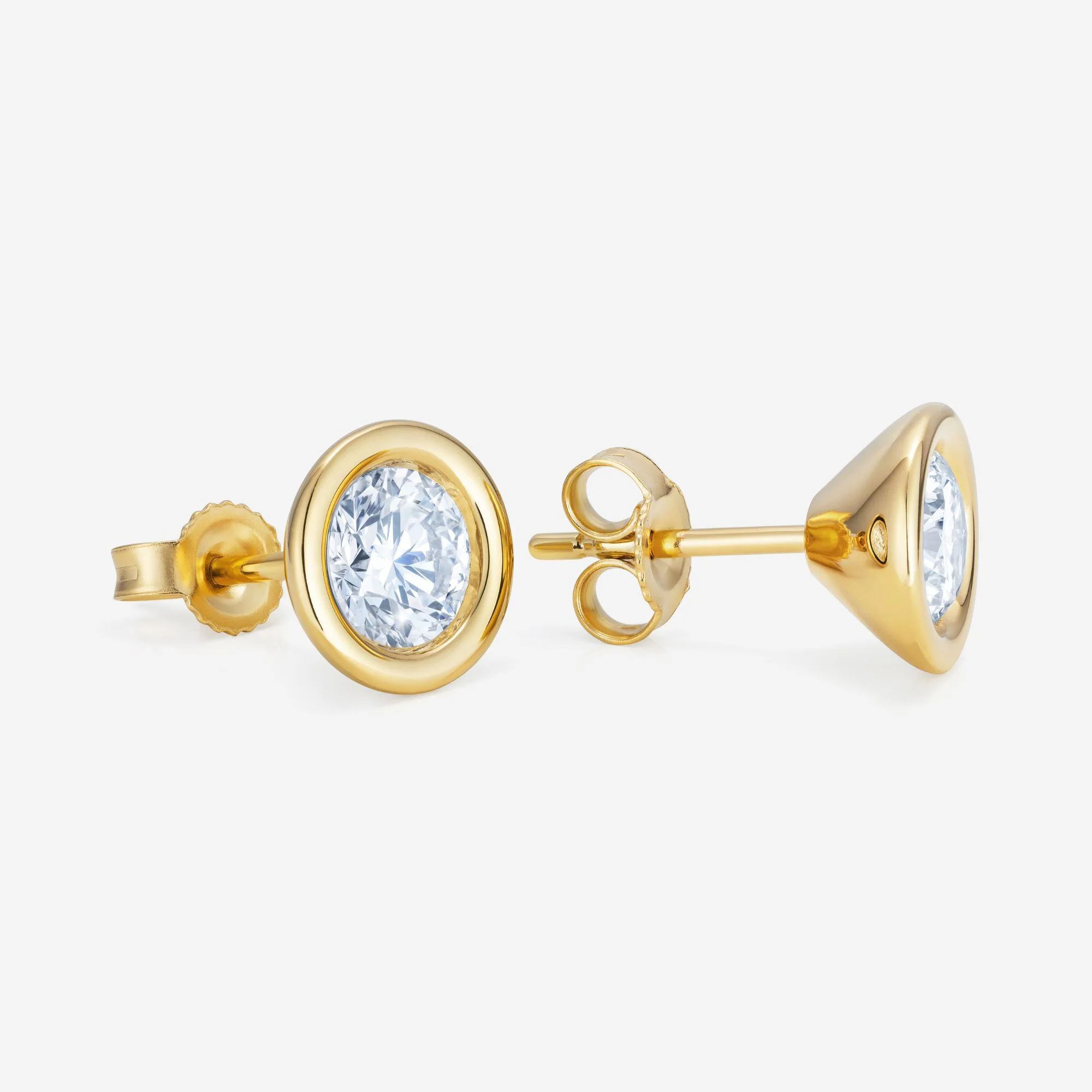 Frameset Round Diamond Stud Earrings, 18ct Yellow Gold - Image 3