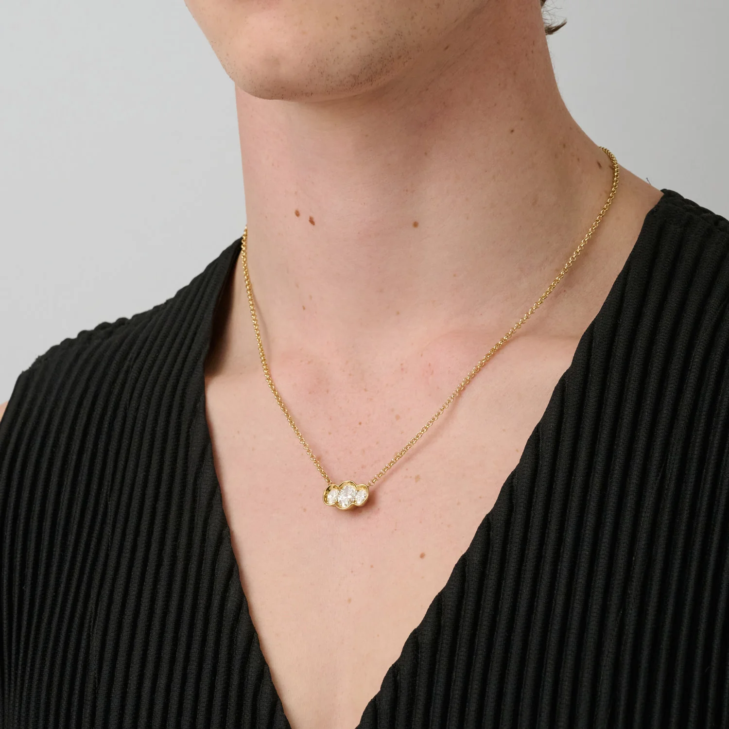 Frameset Trilogy Diamond Necklace, 18ct Yellow Gold - Image 5
