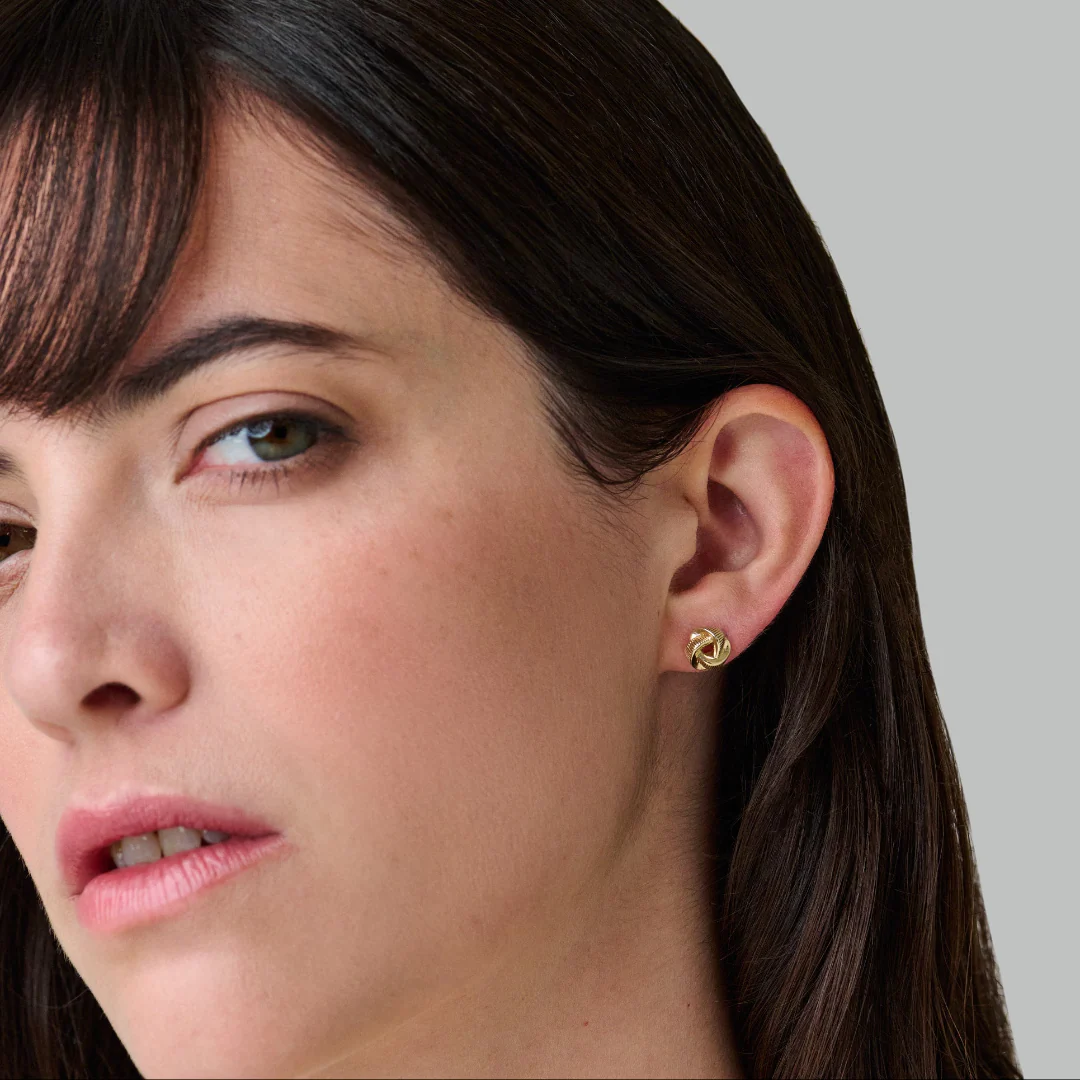 Knot Stud Earrings 9ct Yellow Gold - Image 3