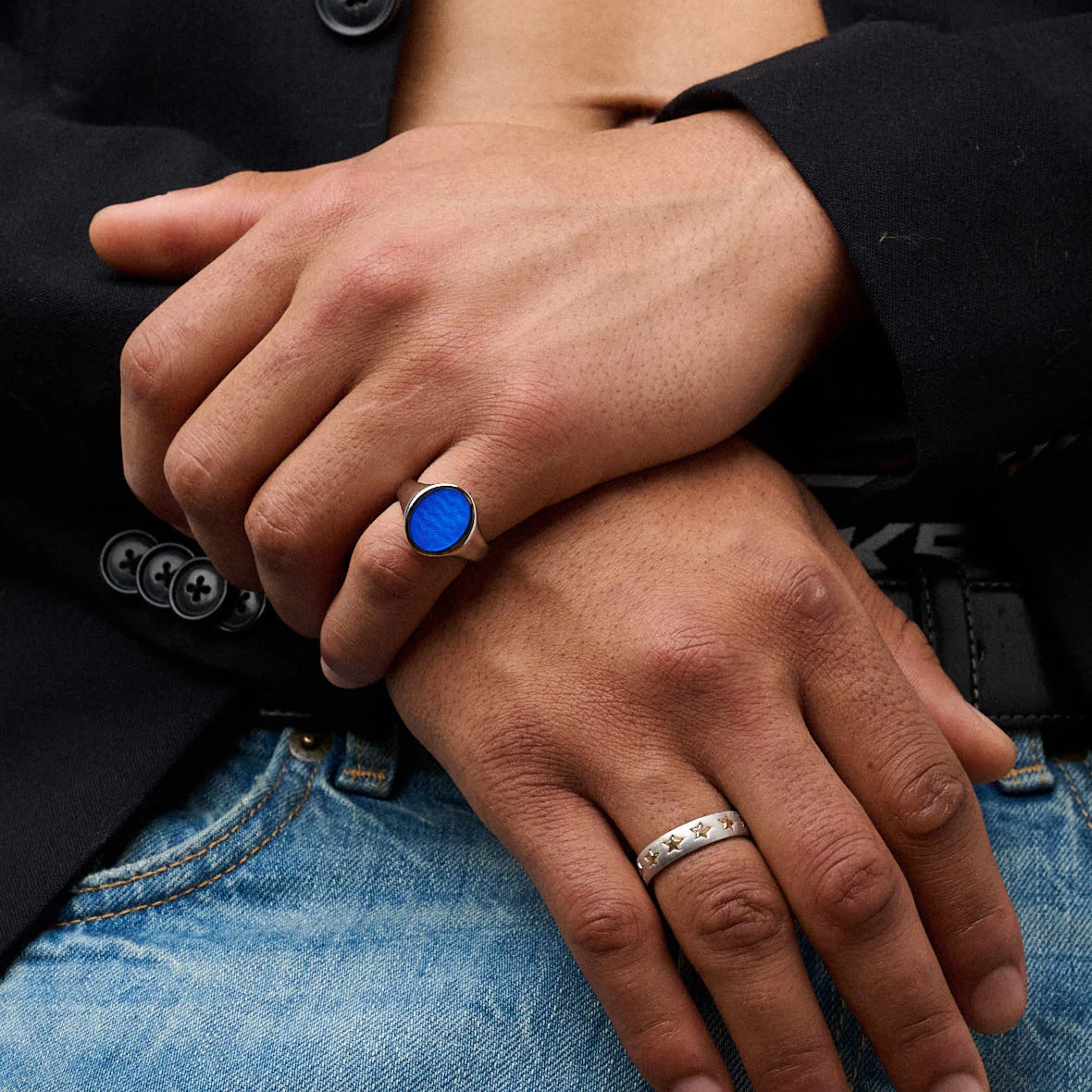 Night Sky Enamelled Signet Ring in Sterling Silver - Image 4
