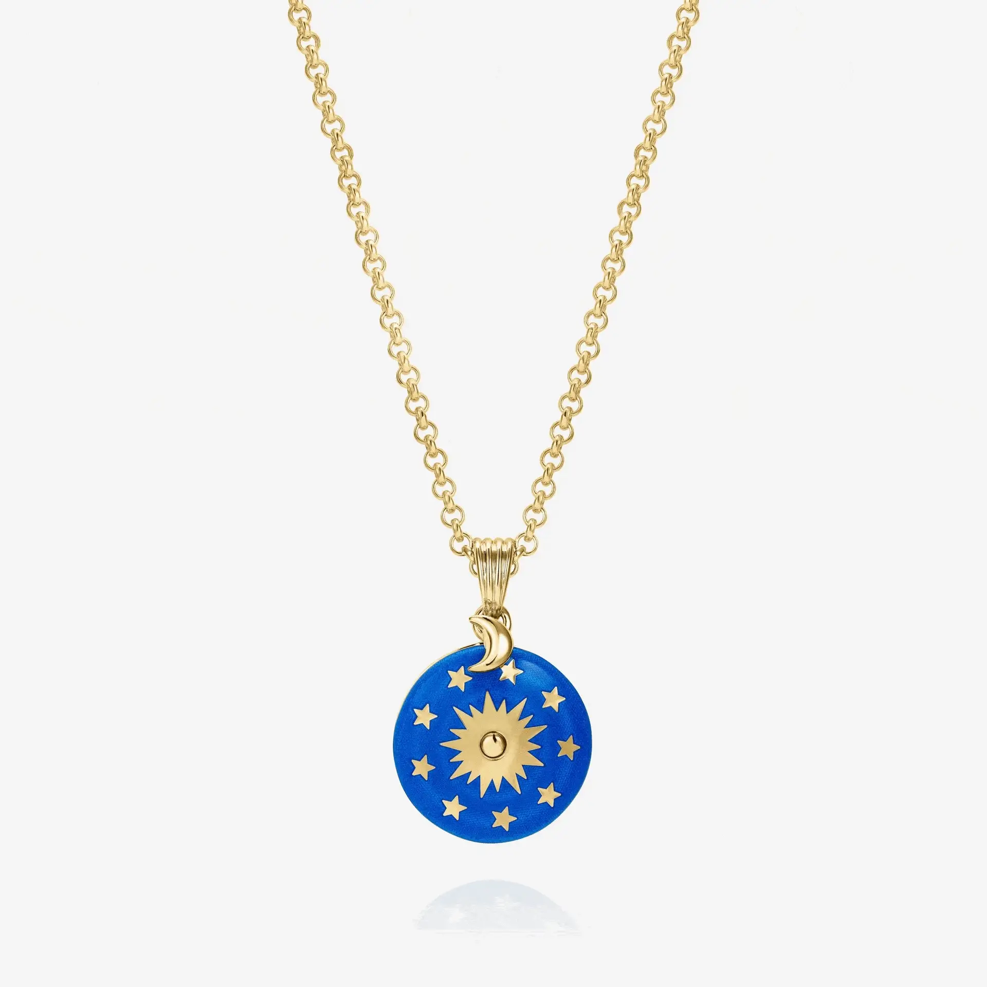 Night Sky Enamelled Spinner Pendant with 18 inch Small Belcher Chain, 18ct Yellow Gold - Image 3