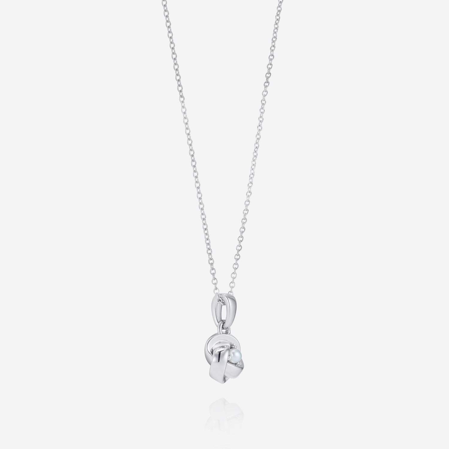 Pearl Knot Pendant with 18 inch Trace Chain, Sterling Silver - Image 3