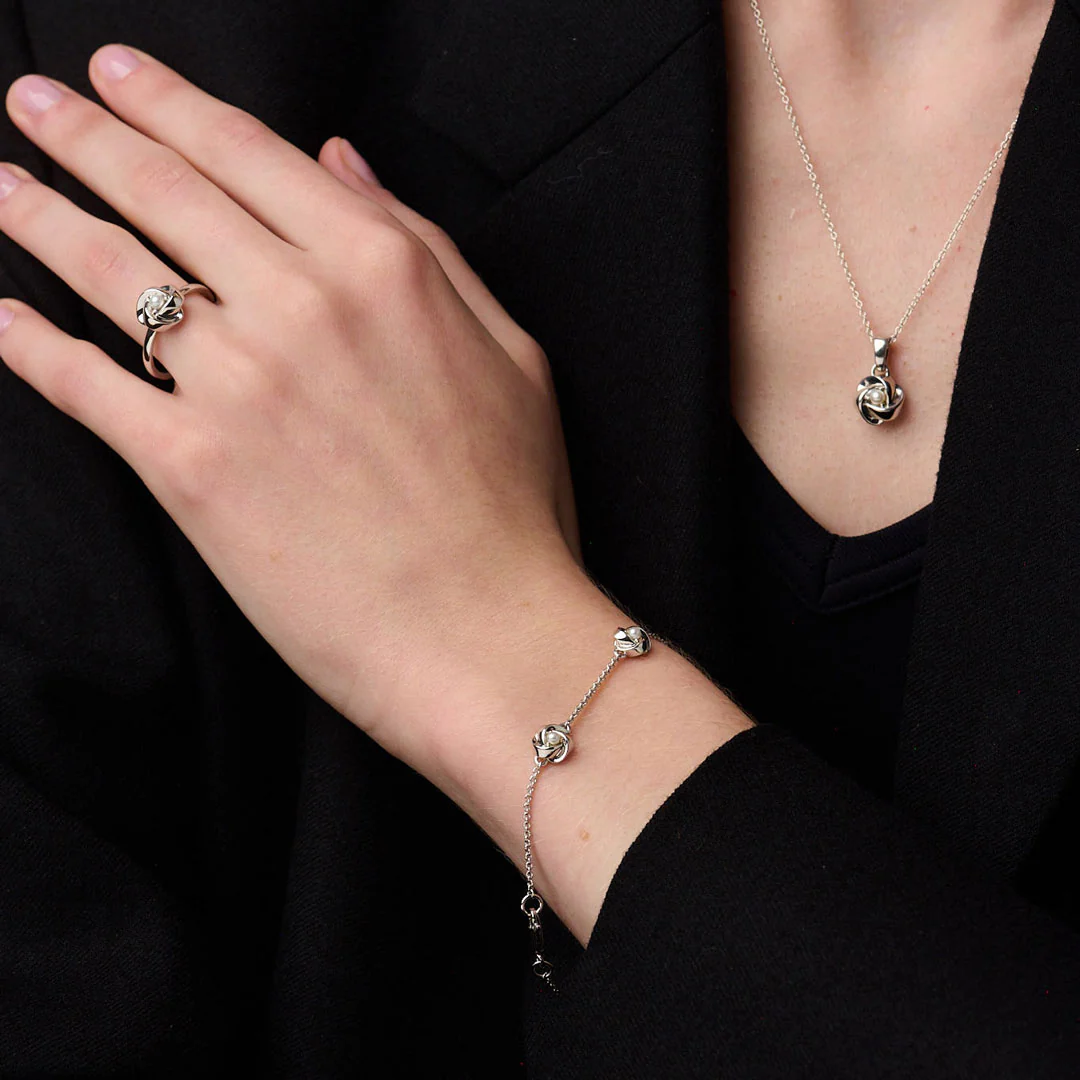 Pearl Knot Bracelet, 7.5 inch, Sterling Silver - Image 4