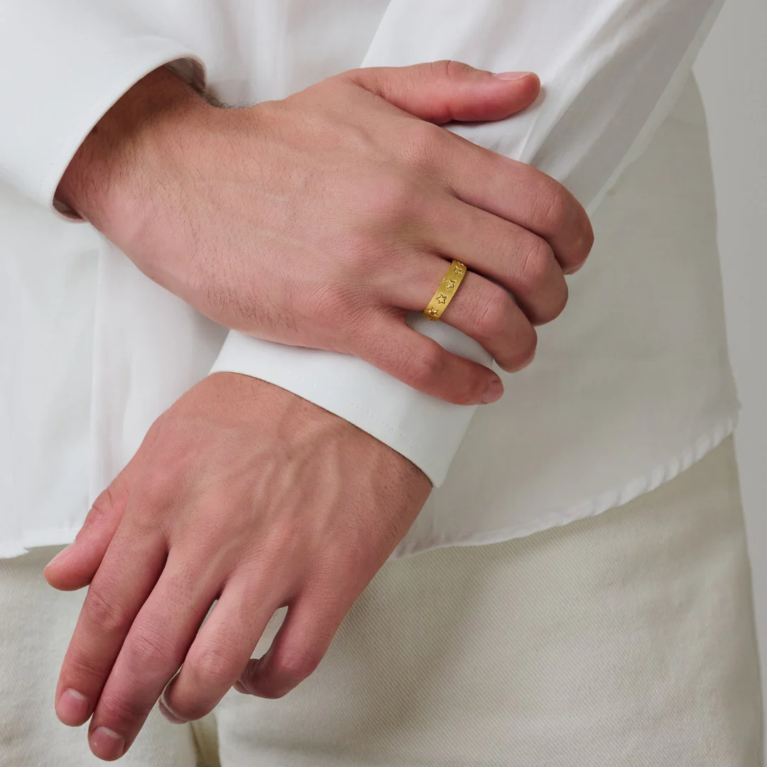 Shooting Star Band Ring in 9ct Yellow Gold - Image 4