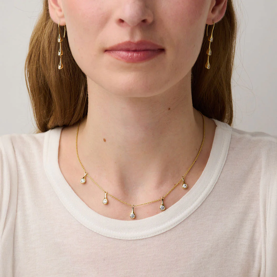 Teardrop Diamond Drop Earrings, 18ct Yellow Gold - Image 5