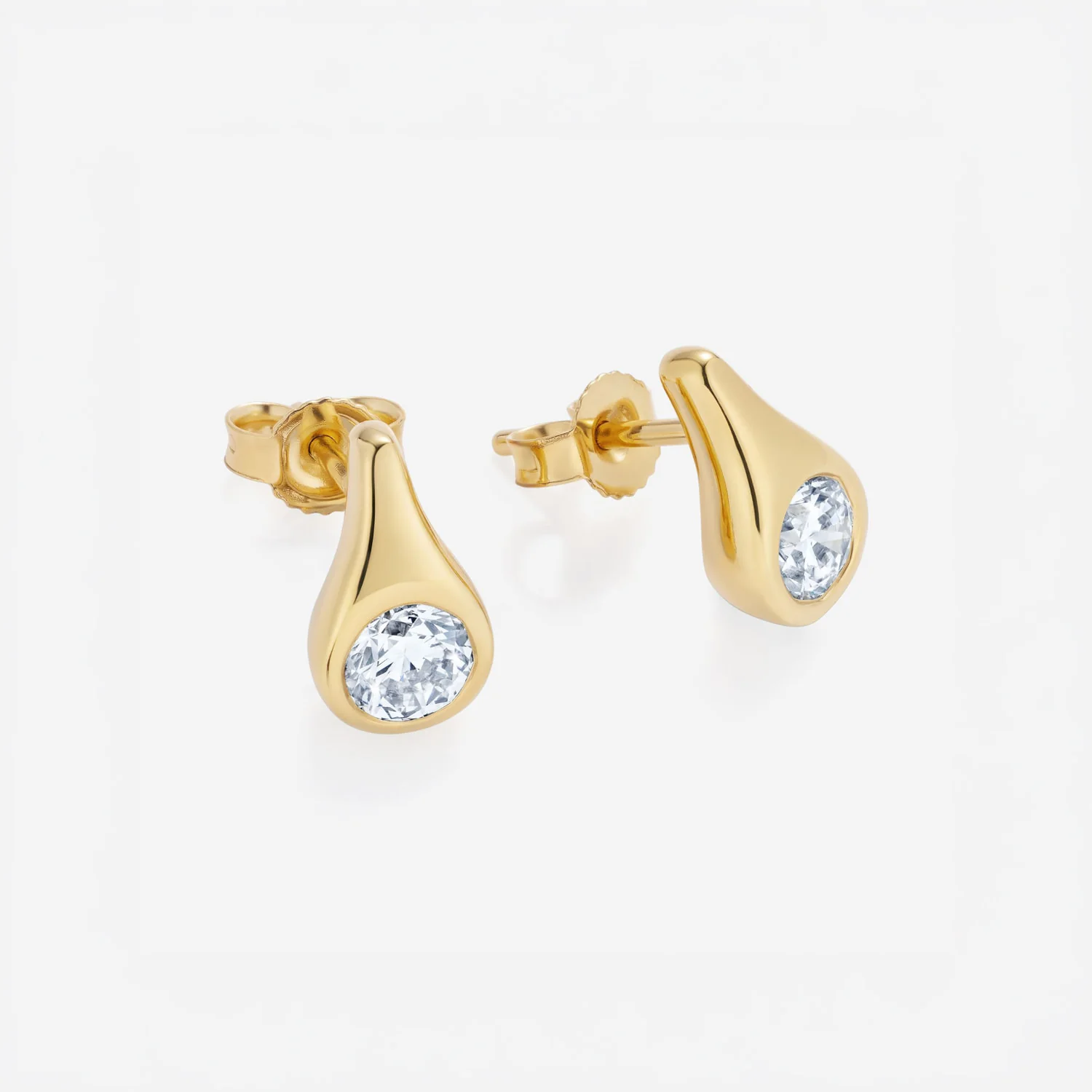Teardrop Diamond Large Stud Earrings, 18ct Yellow Gold - Image 2