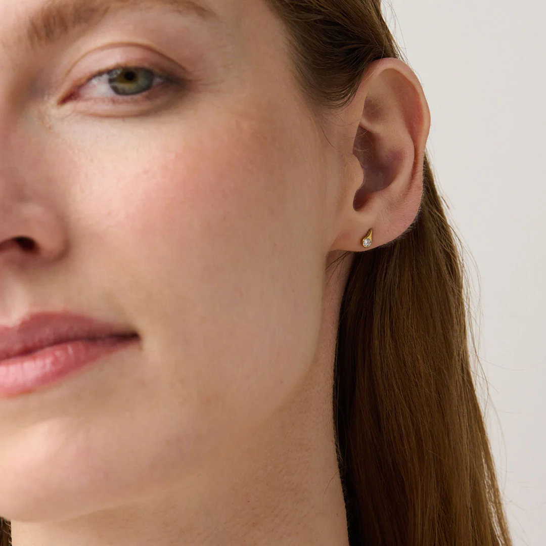 Teardrop Diamond Small Stud Earrings, 18ct Yellow Gold - Image 3