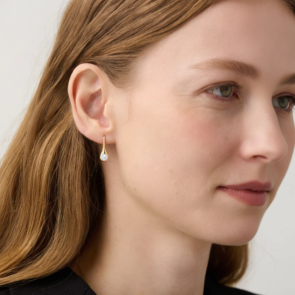 Teardrop Diamond Earrings, 18ct Yellow Gold - Image 4
