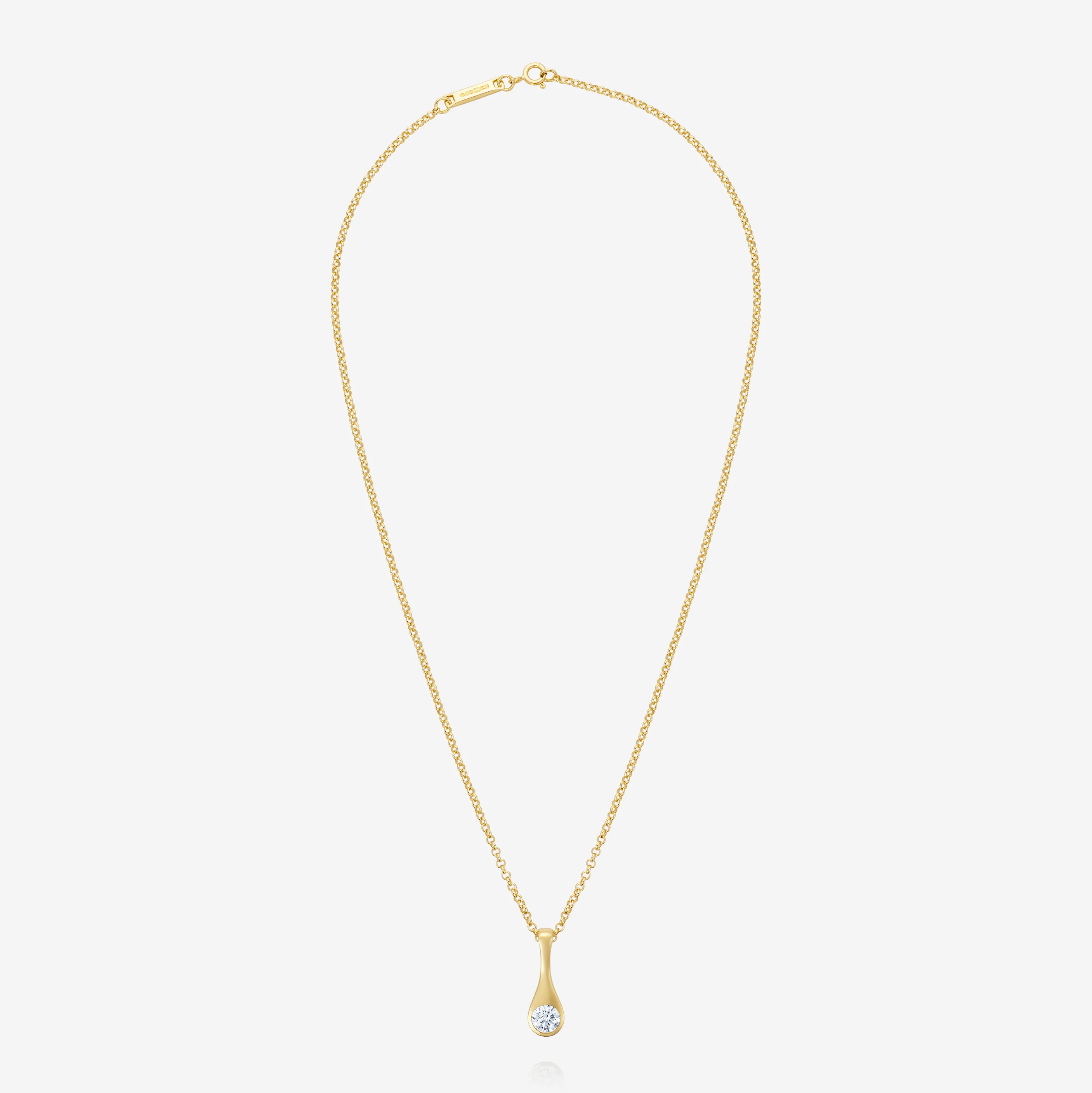 Teardrop Diamond Large Pendant with Small Belcher 18 inch Chain, 18ct Yellow Gold - Image 3