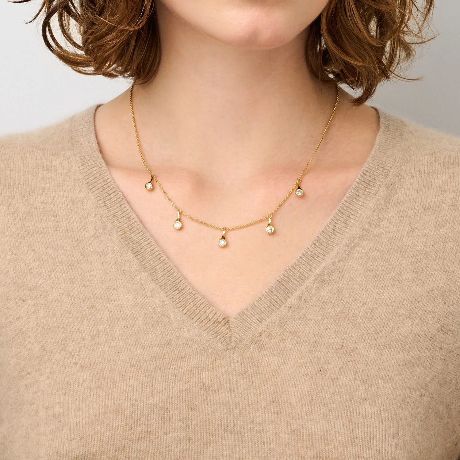 Teardrop Diamond Necklace, 18ct Yellow Gold - Image 4